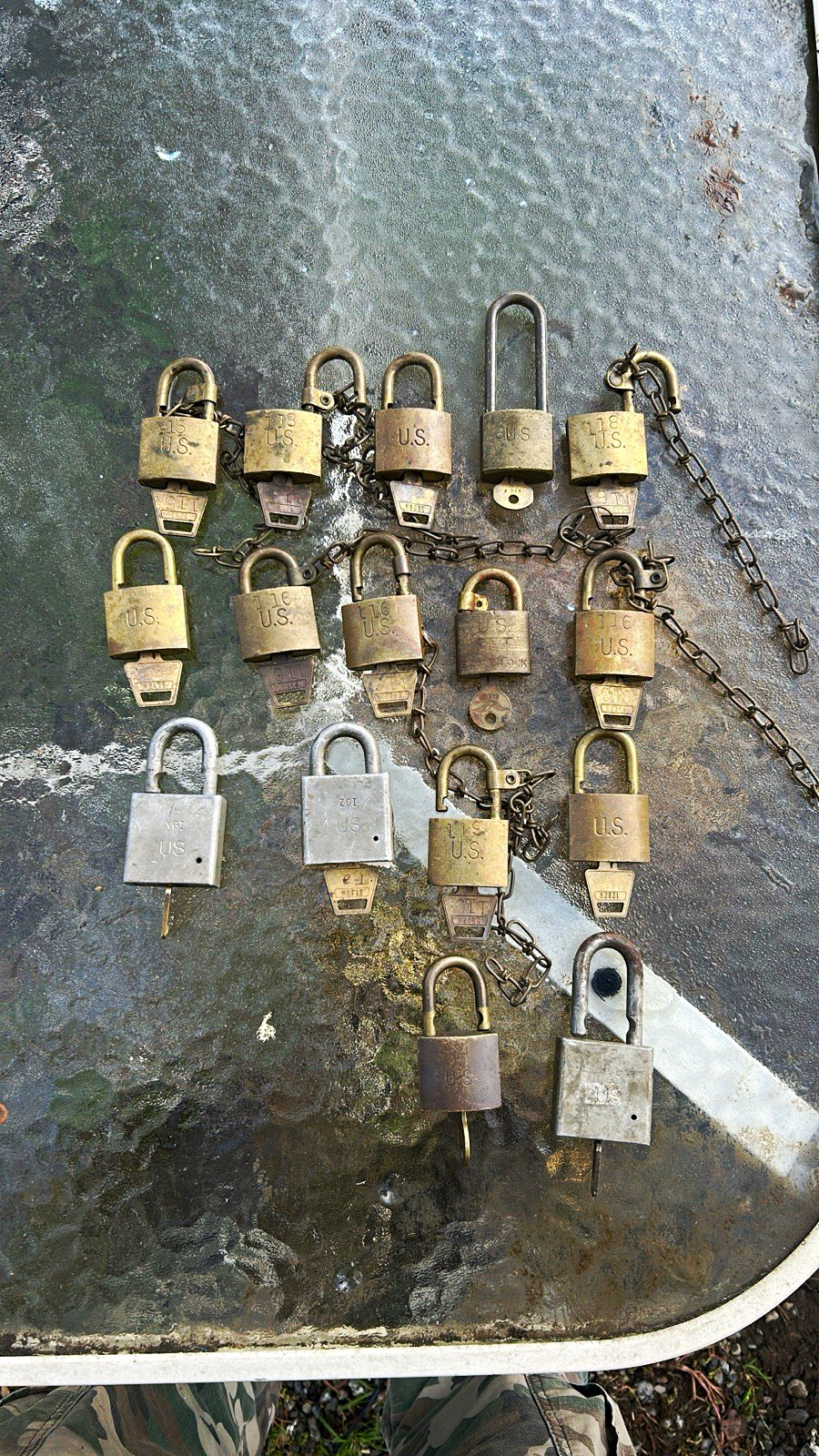 Lot of US Marked Military Padlock w/ Keys & Chains, Mixed Brass/Steel (Multiple) Lot of US Marked Military Padlock w/ Keys & Chains, Mixed Brass/Steel (Multiple)