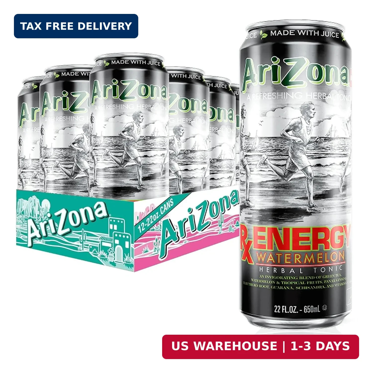 Rx Energy Watermelon Herbal Tonic - Big Can, 22 Fl Oz (12 Pack) Rx Energy Watermelon Herbal Tonic - Big Can, 22 Fl Oz (12 Pack)