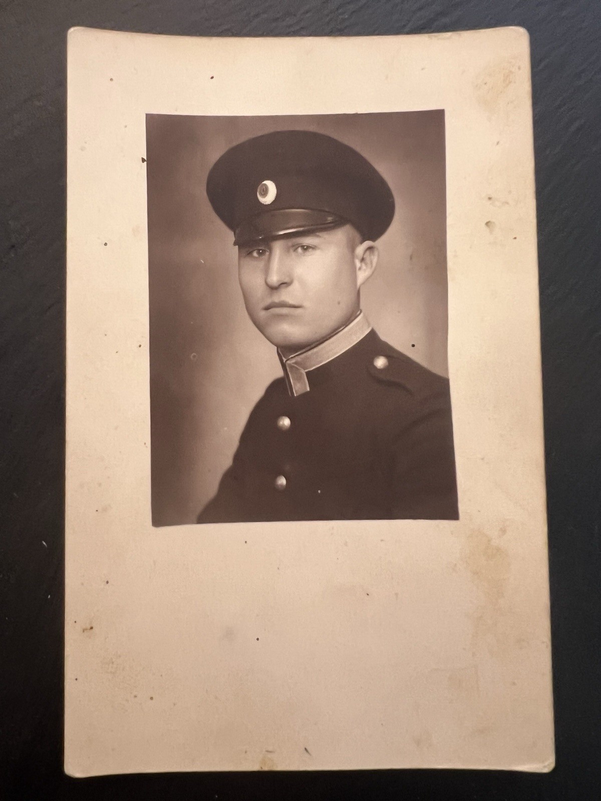 Antique WWI Era Bulgarian Soldier Uniform Portrait Peaked Cap Petko Markov Photo