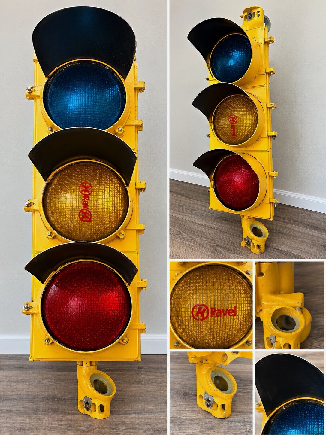 LFE Corporation Vintage 1949 3-Light Traffic Signal Head w/ Visors R/Y/G LFE Corporation Vintage 1949 3-Light Traffic Signal Head w/ Visors R/Y/G