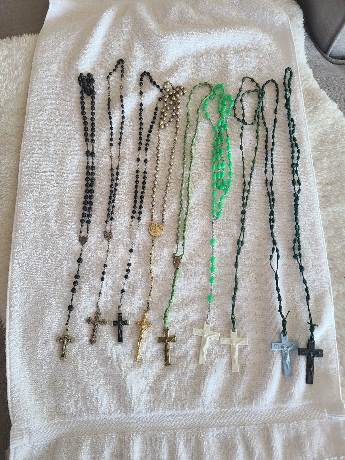 9 Vintage Sets of Rosery Beads 2 Made in Italy 1 France 6 Unknown Collection Lot