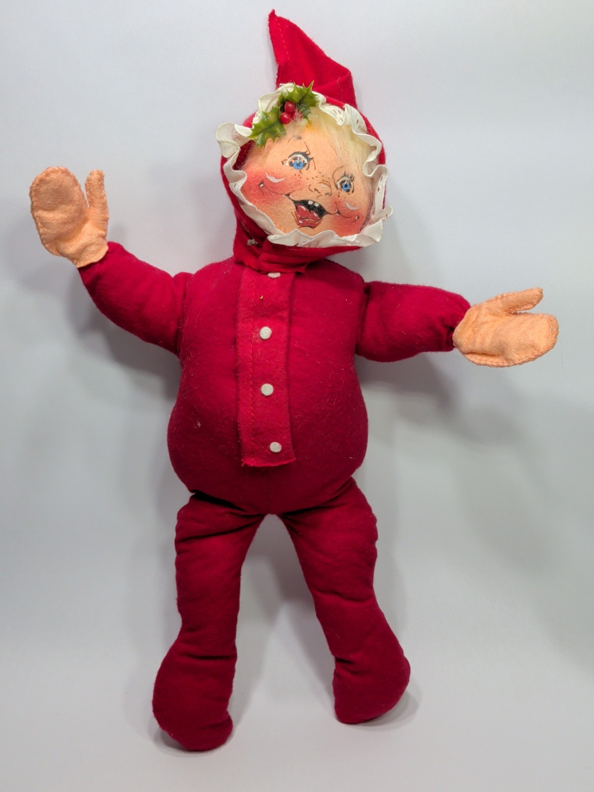 Vintage Annalee Mobilitee Doll Cute Little Girl Red Pajamas 14\