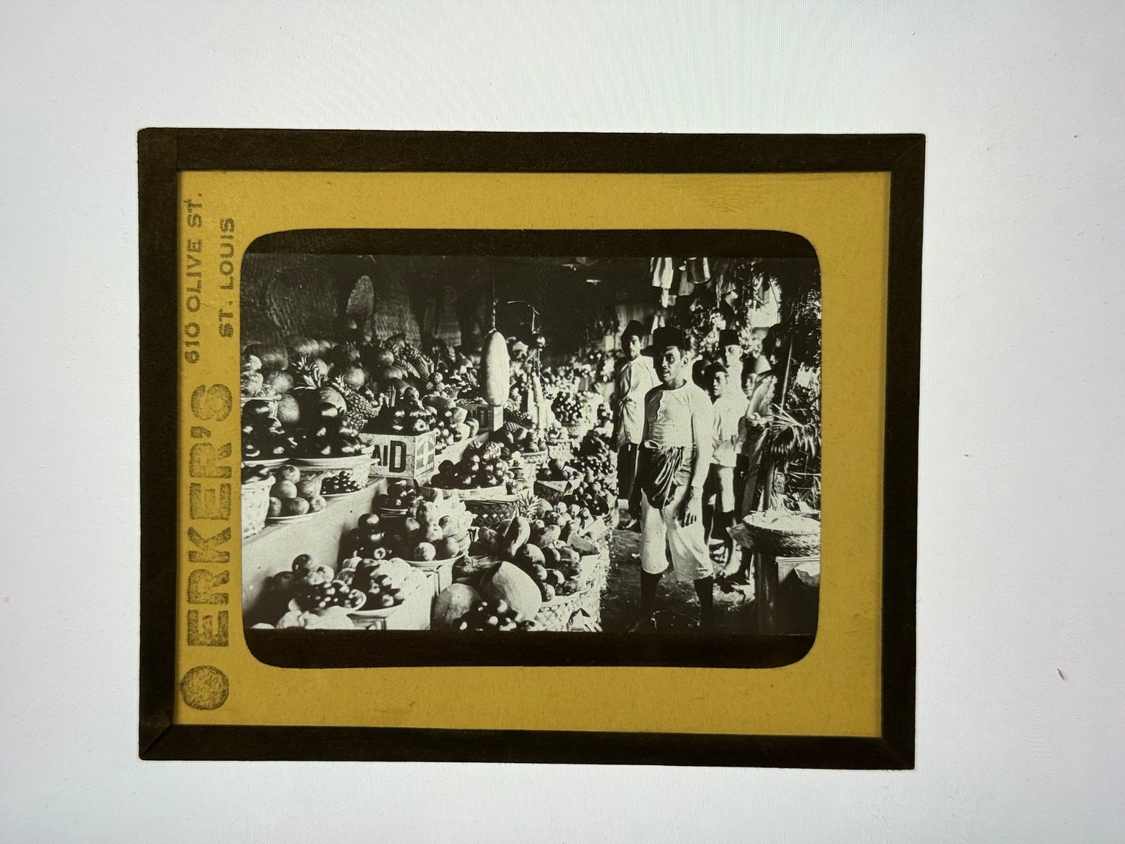 Antique Magic Lantern Slide Inside a Market in Manila Philippines Antique Magic Lantern Slide Inside a Market in Manila Philippines