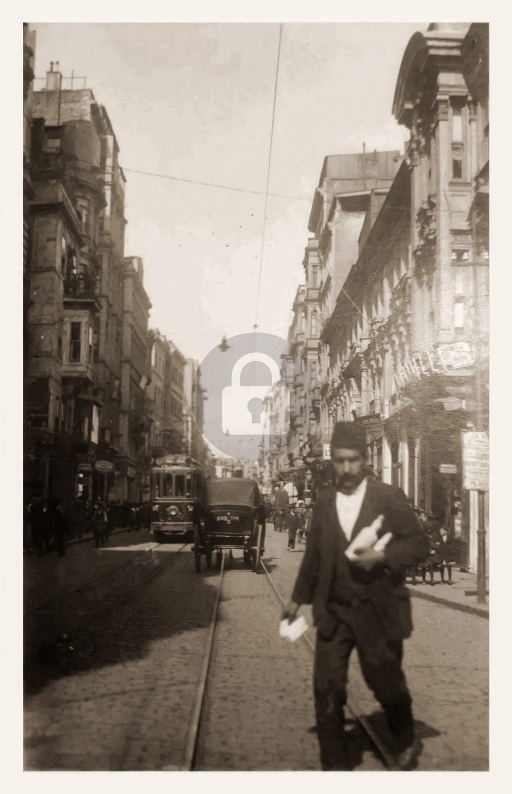 Istanbul Constantinople Turkey c1920s Grand rue Pera Streetcar RPPC COPY