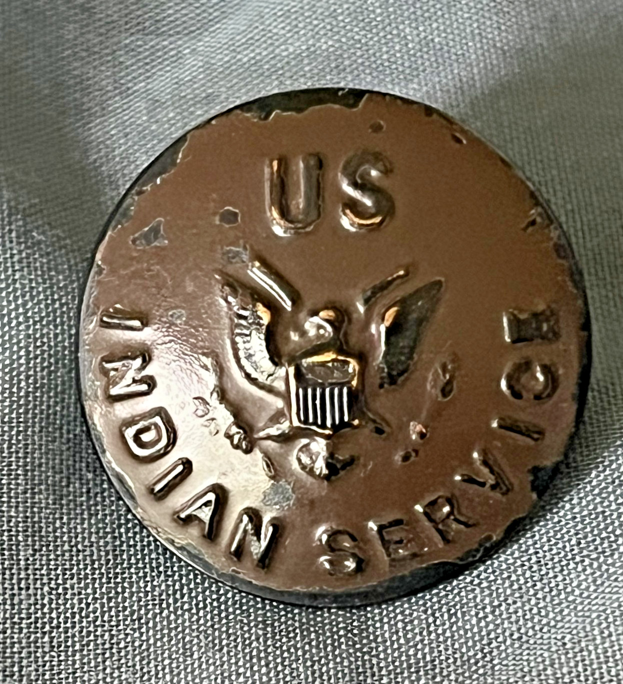 US Indian Service Button 2-Piece Waterbury CT Original With Paint