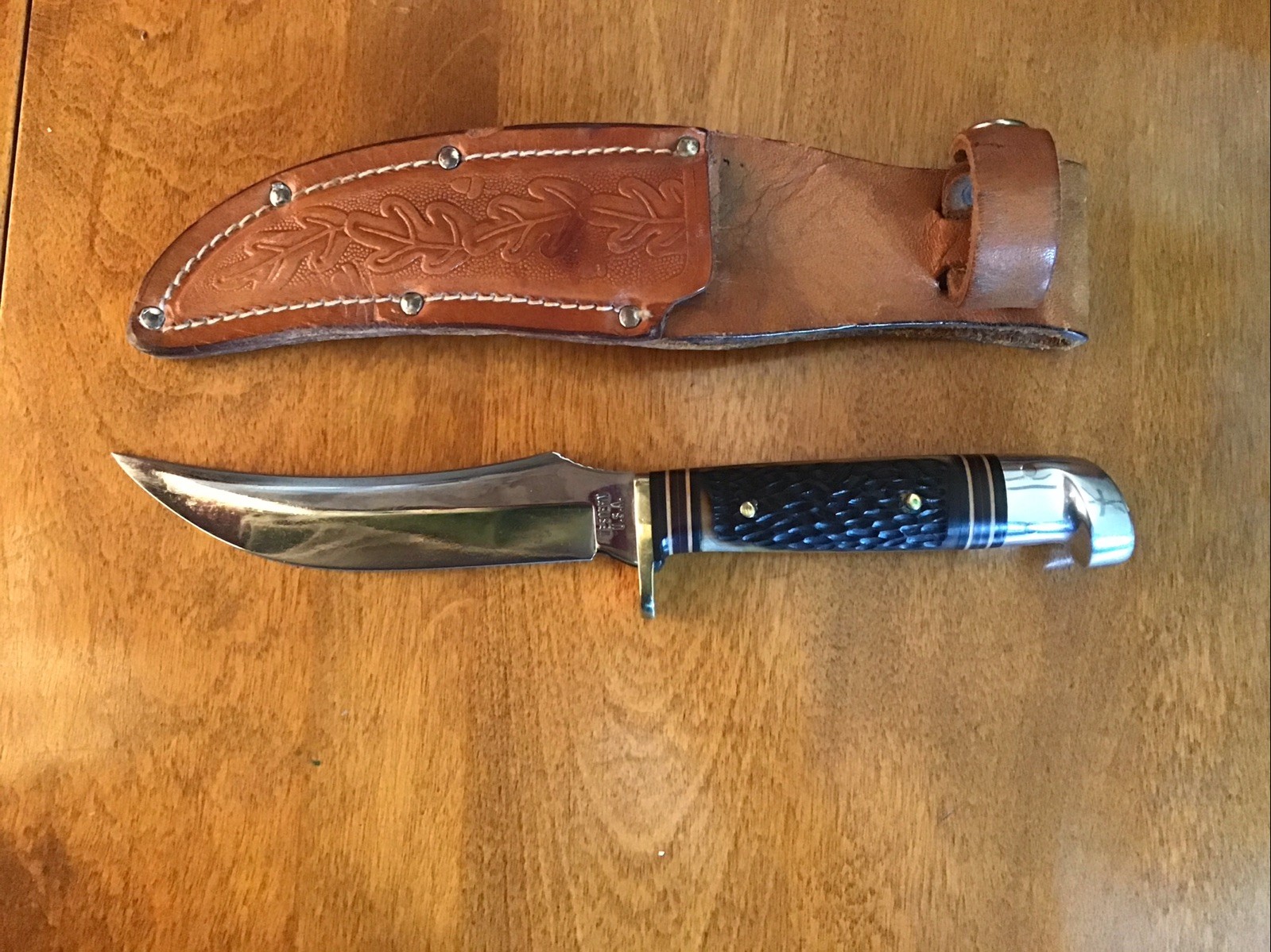 VINTAGE WESTERN U.S.A. 640 FIXED BLADE KNIFE And ORIGINAL SHEATH 