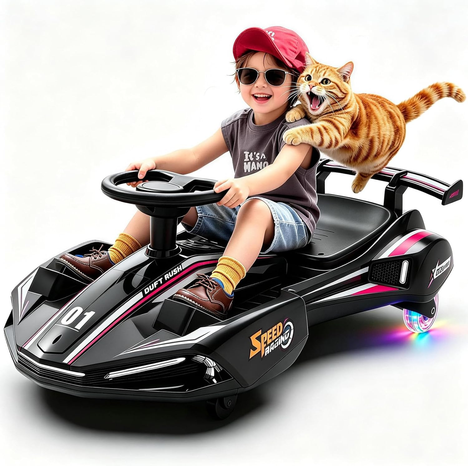 Electric Wiggle Car for Kids, 12V Ride on Toys for Ages 3+, Black