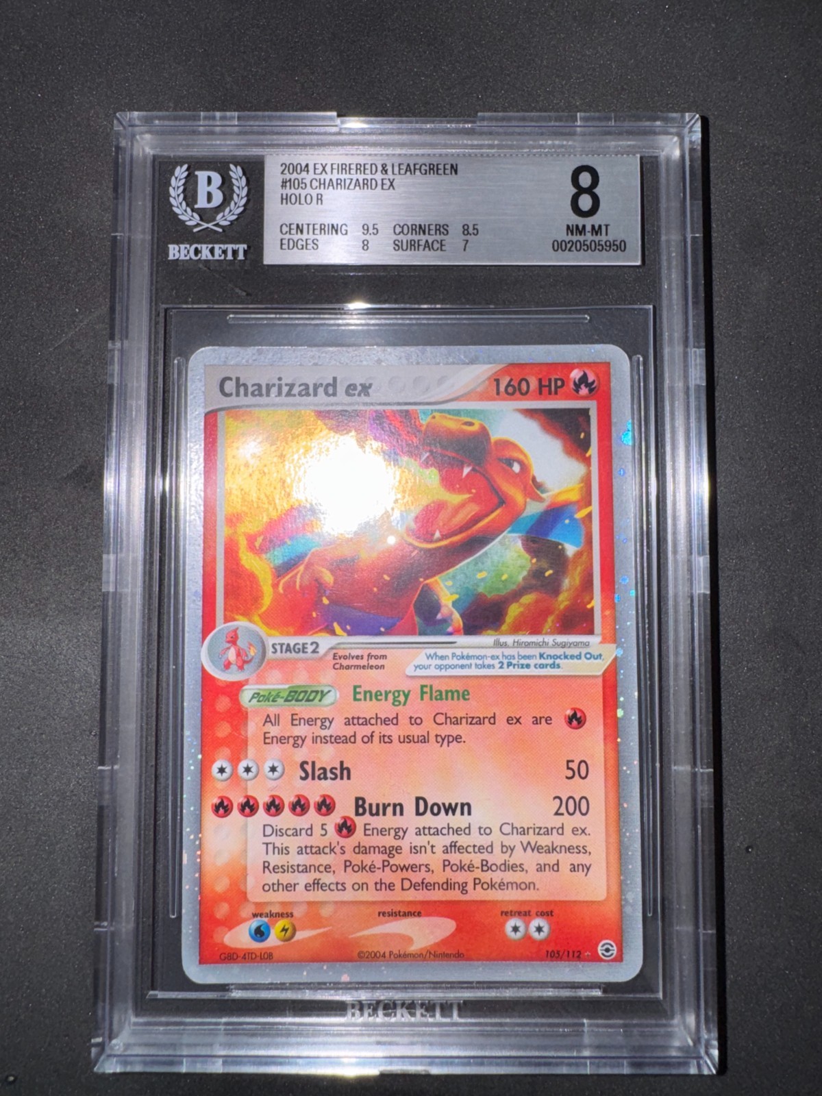 2004 Pokemon Charizard Ex 105/112 EX Fire Red & Leaf Green BGS 8