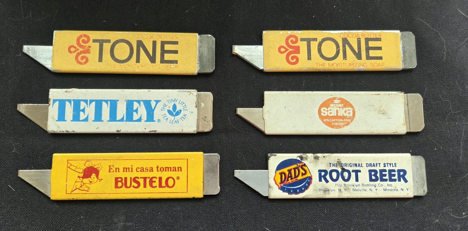 Vintage Advertising Box Cutters Carton Openers Lot of 6 Dad\'s Root Beer Bustelo