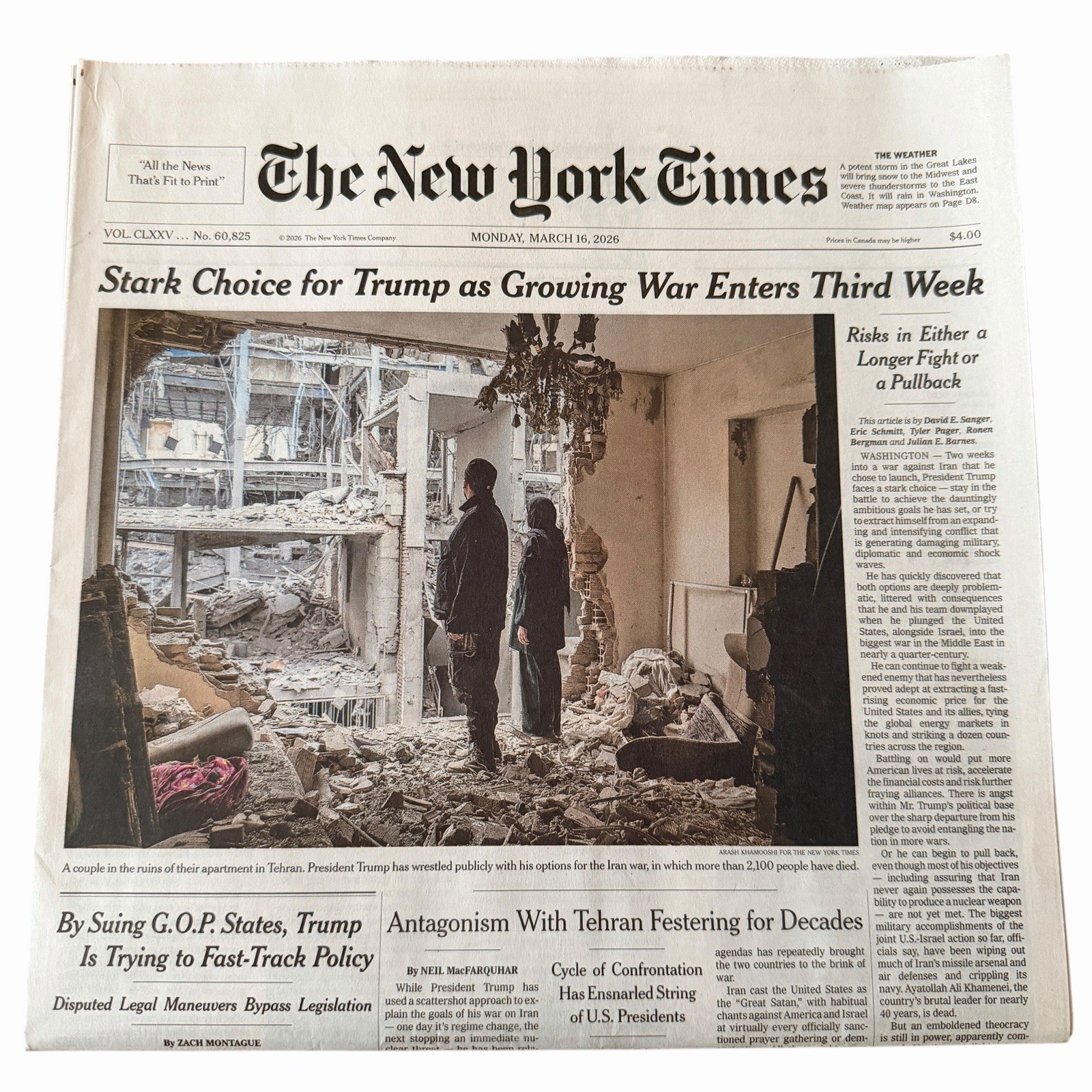 The New York Times Newspaper March 16 2026 Complete Print Paper UNREAD NYT