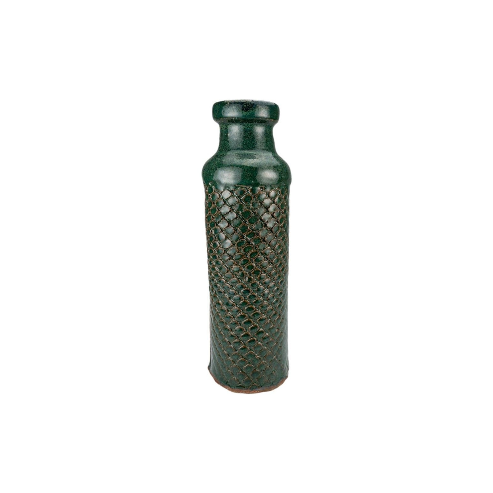 Vintage Studio Pottery Green Glazed Textured Ceramic Vase