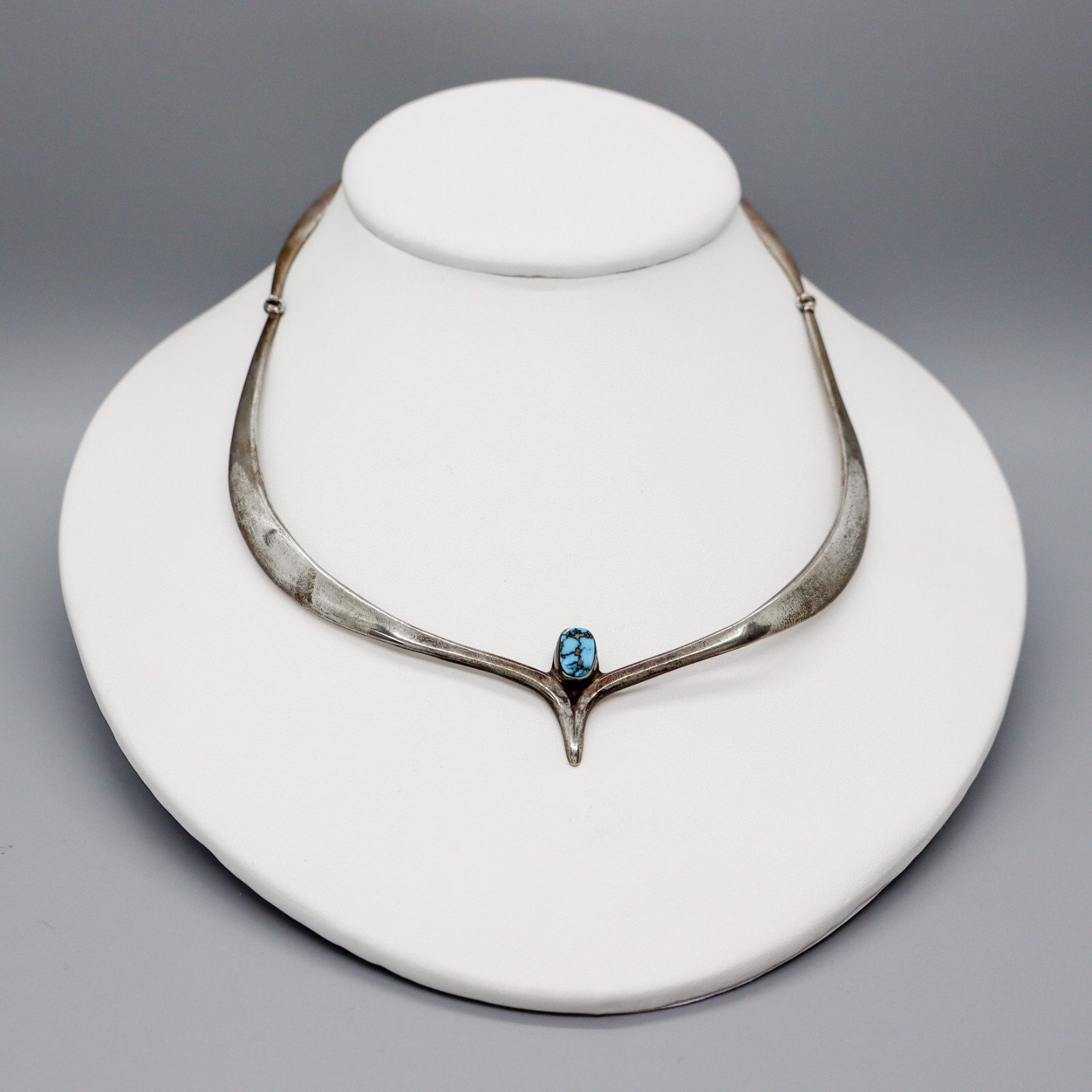 VINTAGE COCHITI-STERLING SILVER & TURQUOISE NECKLACE by JOE H. QUINTANA VINTAGE COCHITI-STERLING SILVER & TURQUOISE NECKLACE by JOE H. QUINTANA