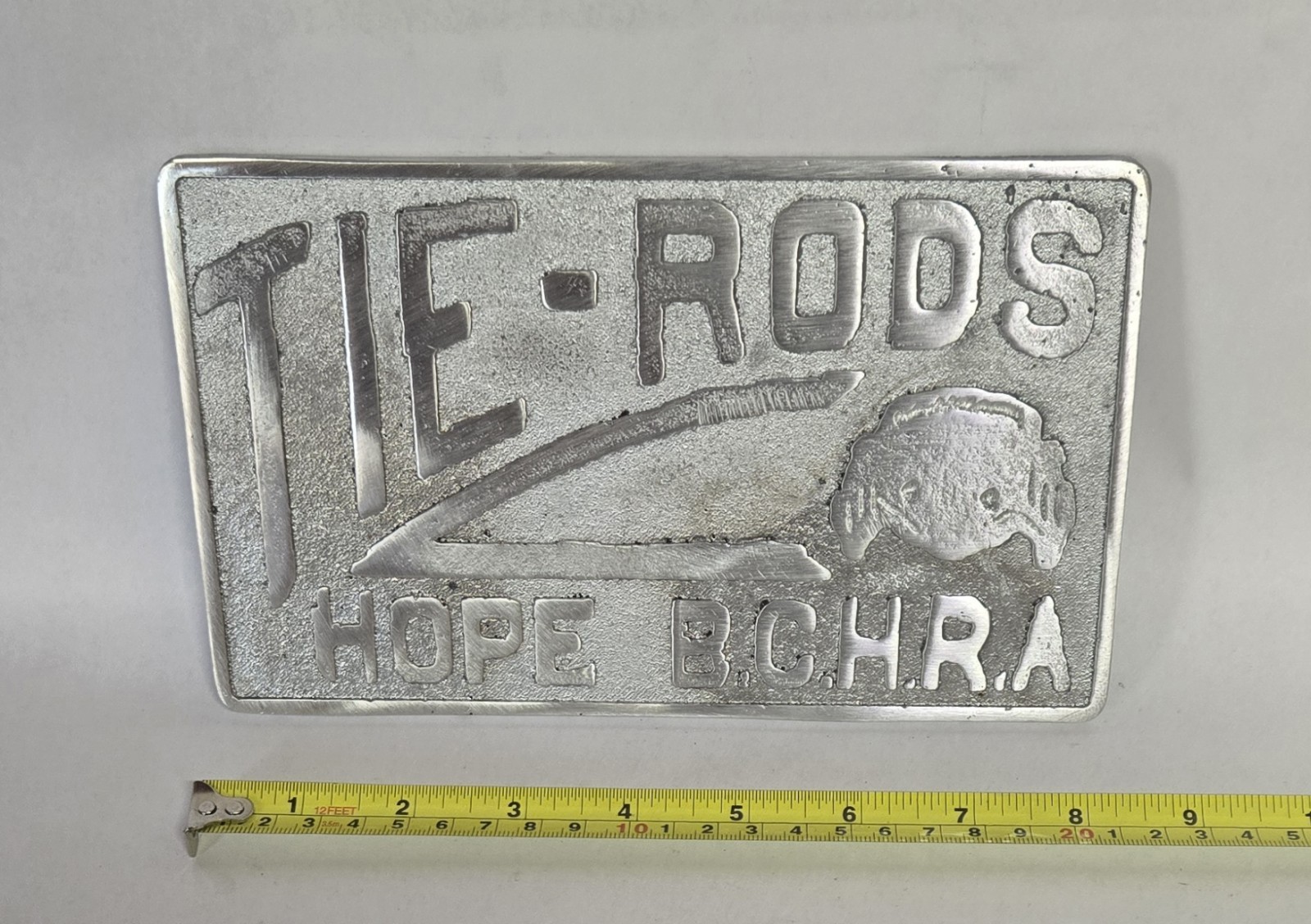 Vintage Cast Aluminum TIE - RODS HOPE B.C.H.R.A Car Plaque Vintage Cast Aluminum TIE - RODS HOPE B.C.H.R.A Car Plaque