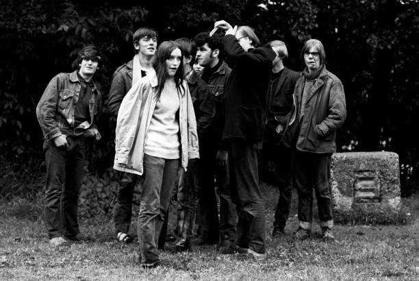 Group of British young people meeting in the street London 1960s Old Photo Group of British young people meeting in the street London 1960s Old Photo