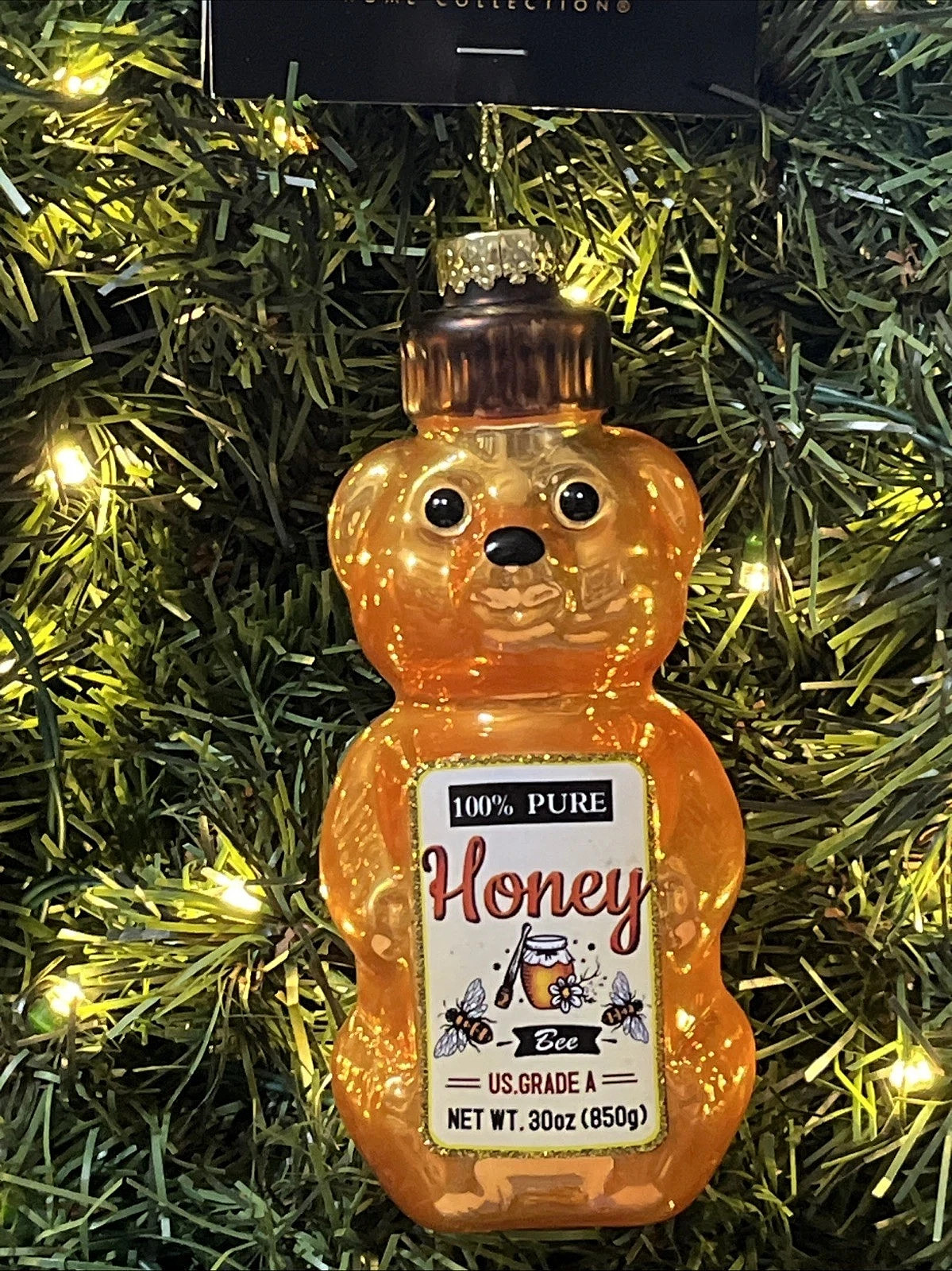 HTF Robert Stanley Gold 100% Honey Bee Bear Ornament Blown Glass NEW HTF Robert Stanley Gold 100% Honey Bee Bear Ornament Blown Glass NEW