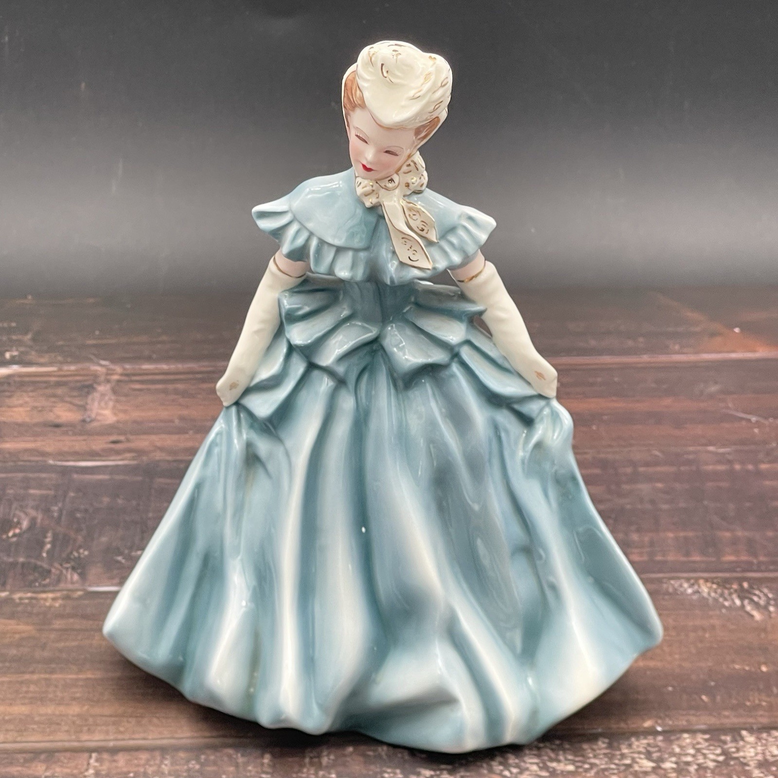 Vintage Florence Ceramics Marsie Blue Dress Semi Porcelain Lady Figurine 8.25\
