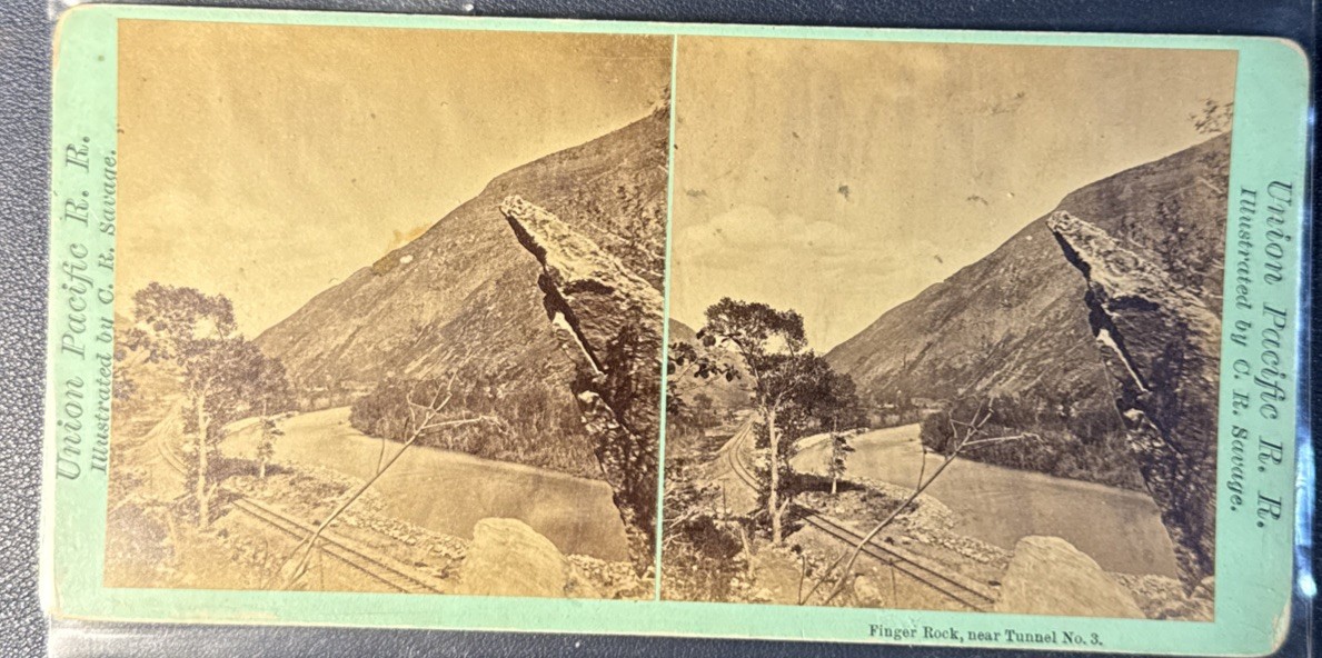 UPRR Devil\'s Chute Finger Rock Utah Stereoview Savage Antique c1870 RARE UPRR Devil\'s Chute Finger Rock Utah Stereoview Savage Antique c1870 RARE