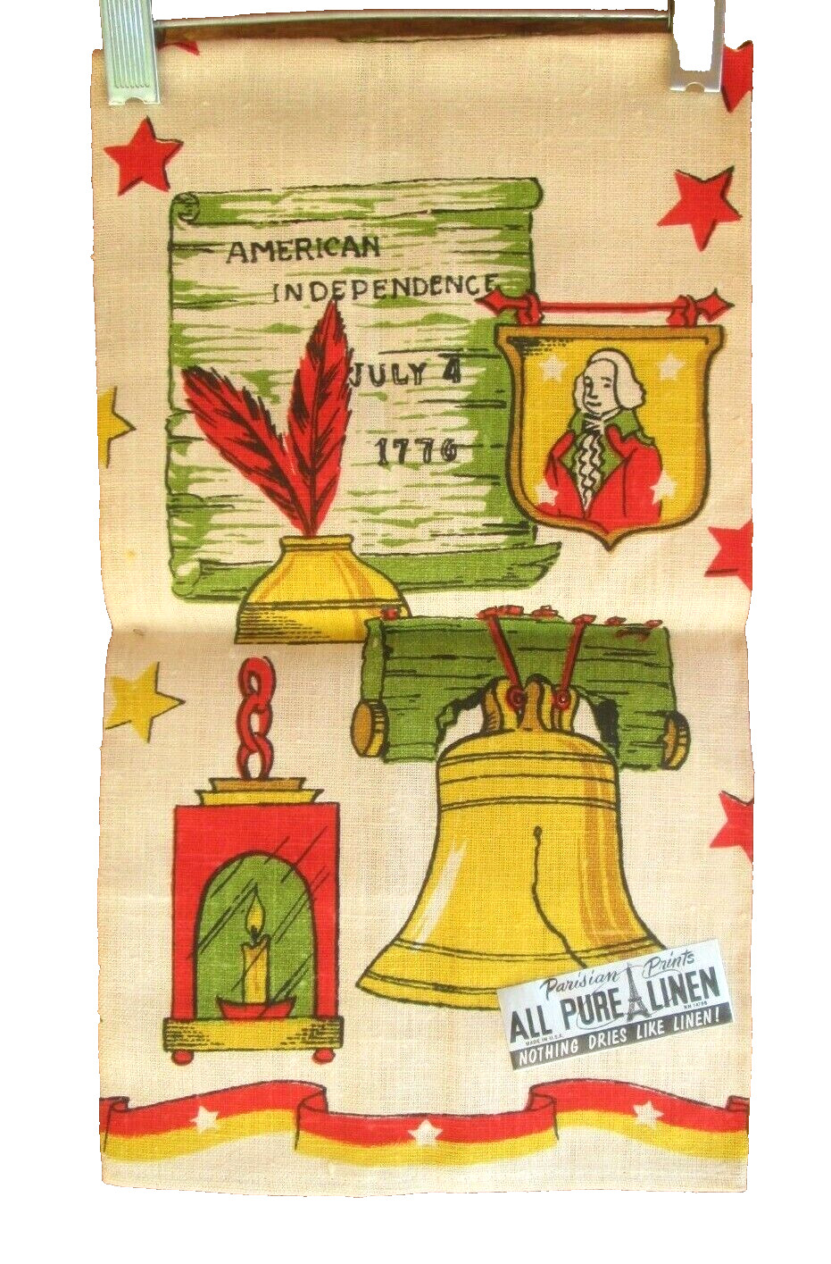 NOS Vintage Linen Tea Towel American Independence Made In USA By Parisian Prints NOS Vintage Linen Tea Towel American Independence Made In USA By Parisian Prints