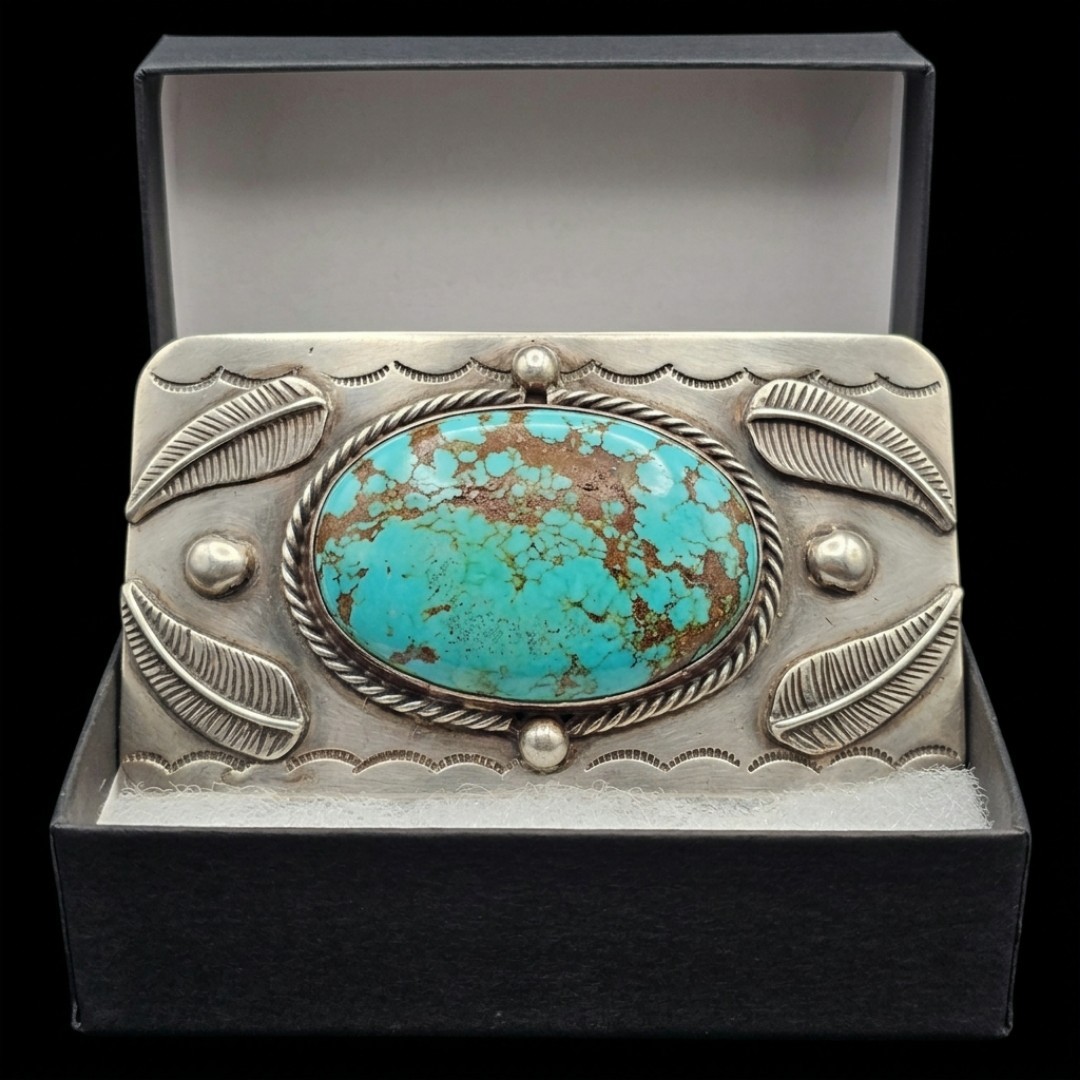 Vtg Navajo Old Pawn Turquoise Belt Buckle Heavy Solid Silver 93g Royston Rare A+ Vtg Navajo Old Pawn Turquoise Belt Buckle Heavy Solid Silver 93g Royston Rare A+