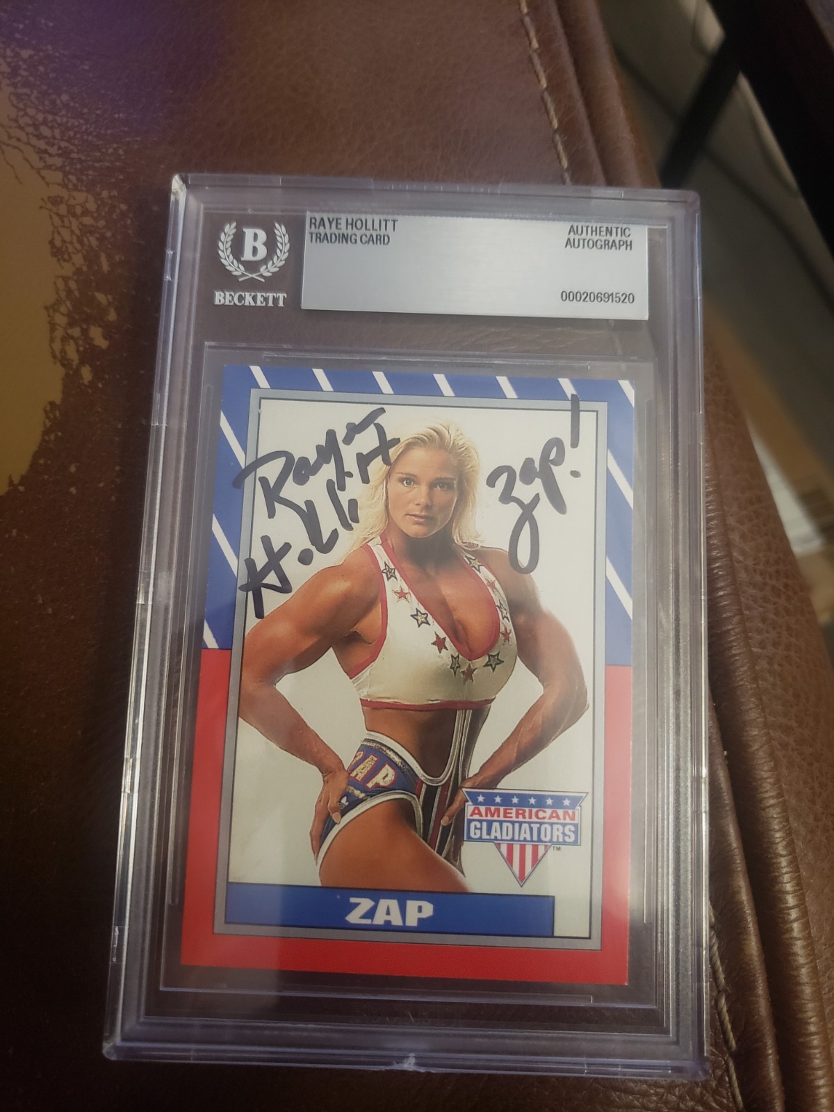 1991 Topps American Gladiators ZAP 75 BGS BAS Auto Raye Hollitt