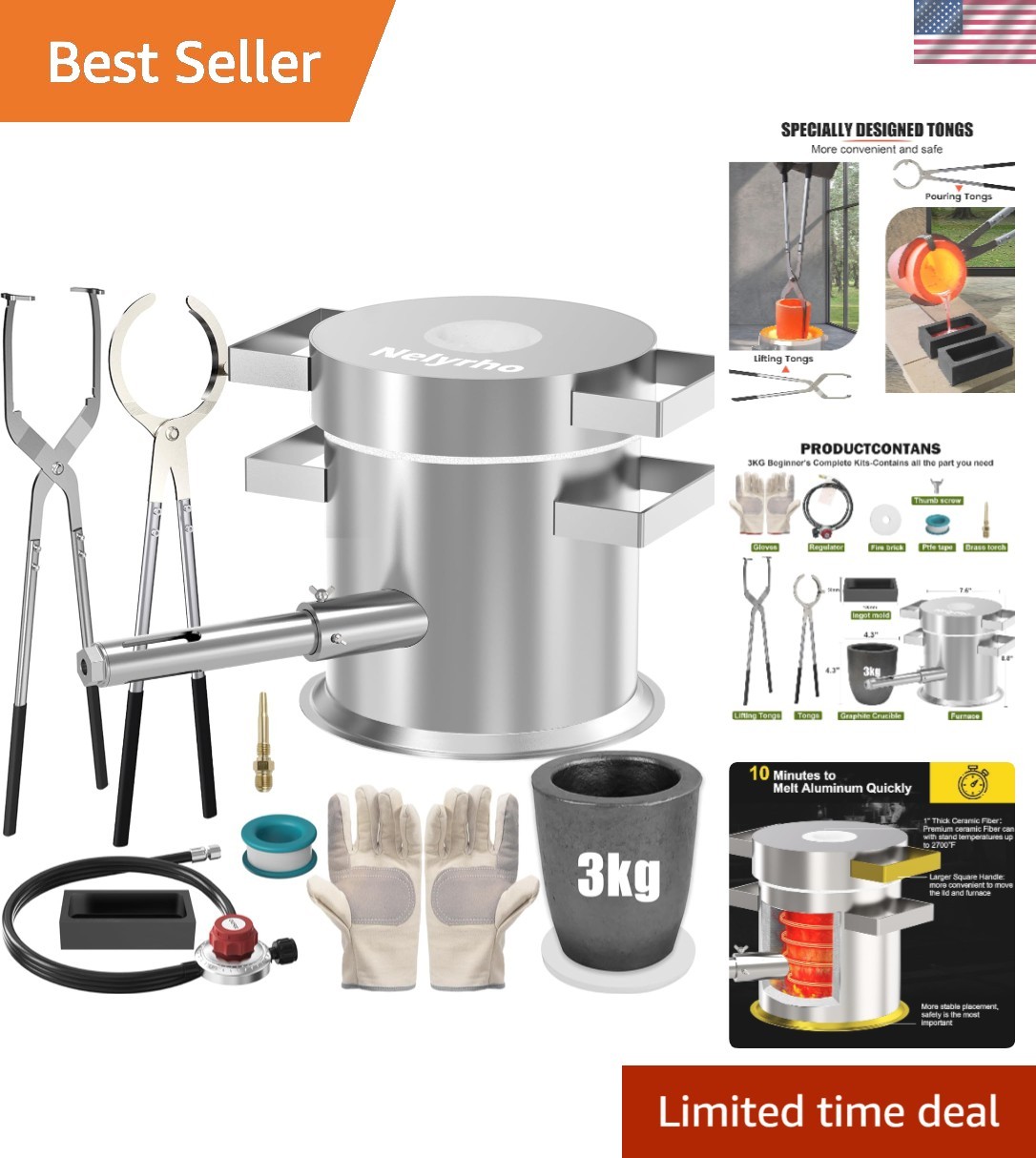 Complete 3KG Propane Melting Furnace Kit for Beginners – All-in-One Metal Sme... Complete 3KG Propane Melting Furnace Kit for Beginners – All-in-One Metal Sme...