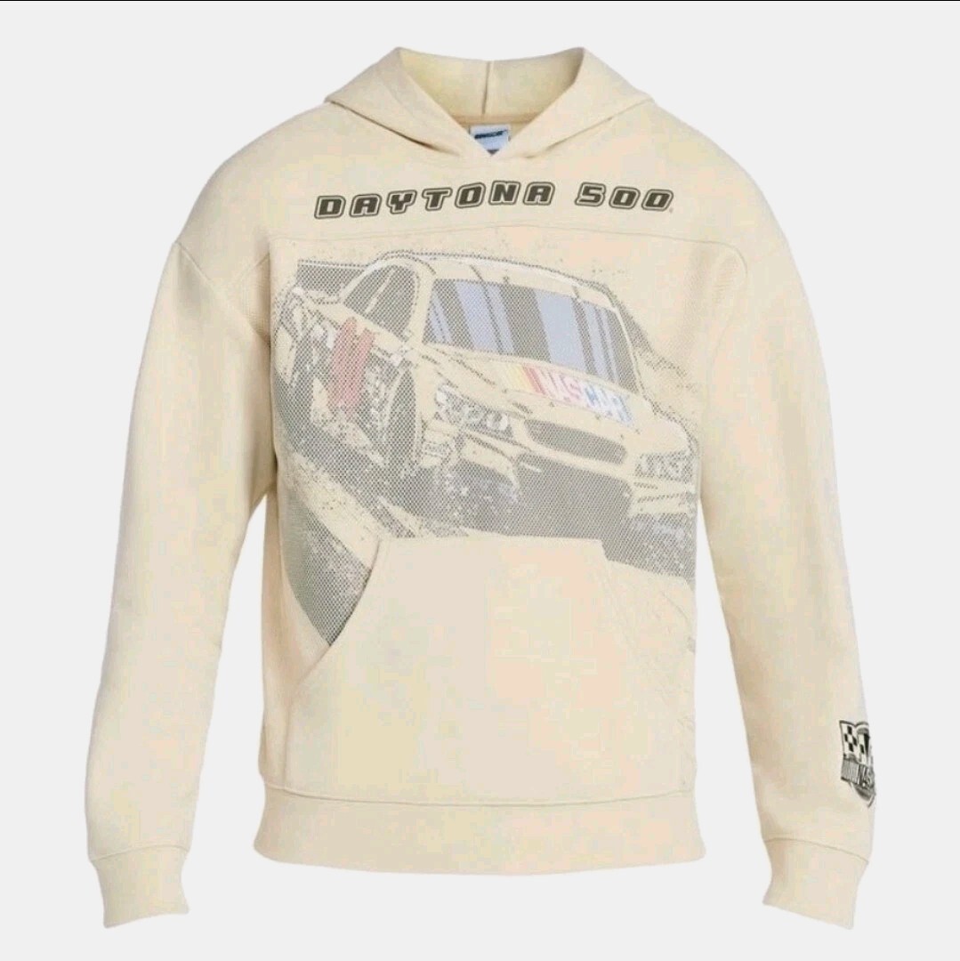 NASCAR Daytona 500 Hoodie Cream Mesh Graphic Sweatshirt XS NASCAR Daytona 500 Hoodie Cream Mesh Graphic Sweatshirt XS