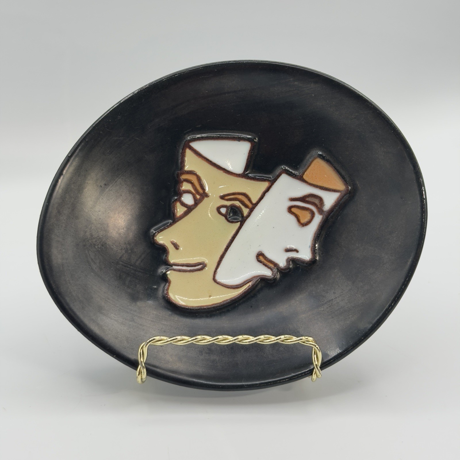 Vintage Ruscha Keramik West Germany Theater Masks Wall Plaque Art Pottery 6.5\ Vintage Ruscha Keramik West Germany Theater Masks Wall Plaque Art Pottery 6.5\
