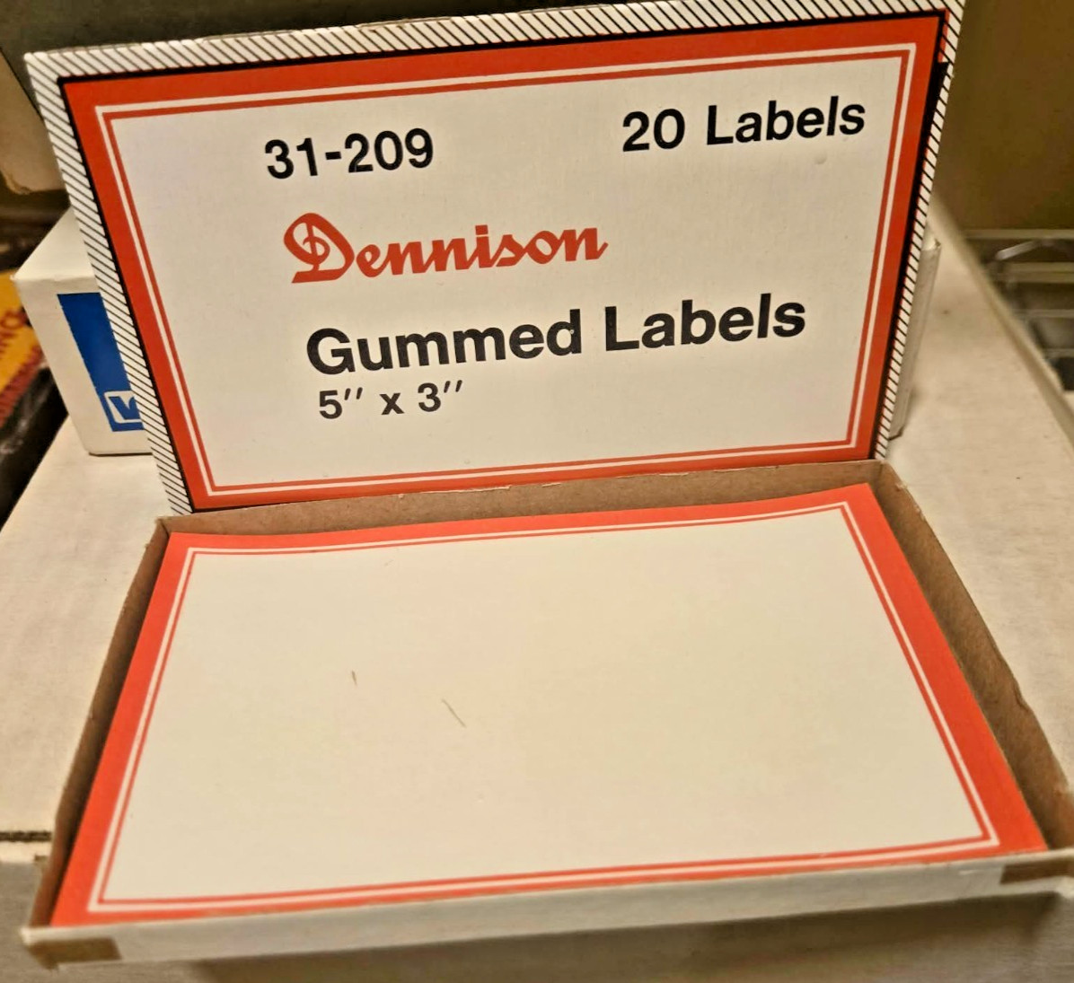 Vintage Dennison Red Border Gummed Labels Large 5