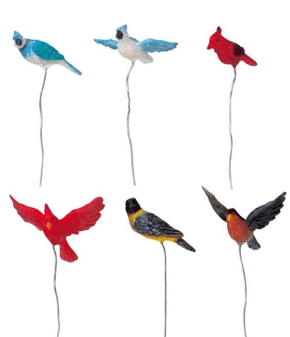 Assorted Village Birds Set Of 6 -Holiday Village Carnival Train Accent
