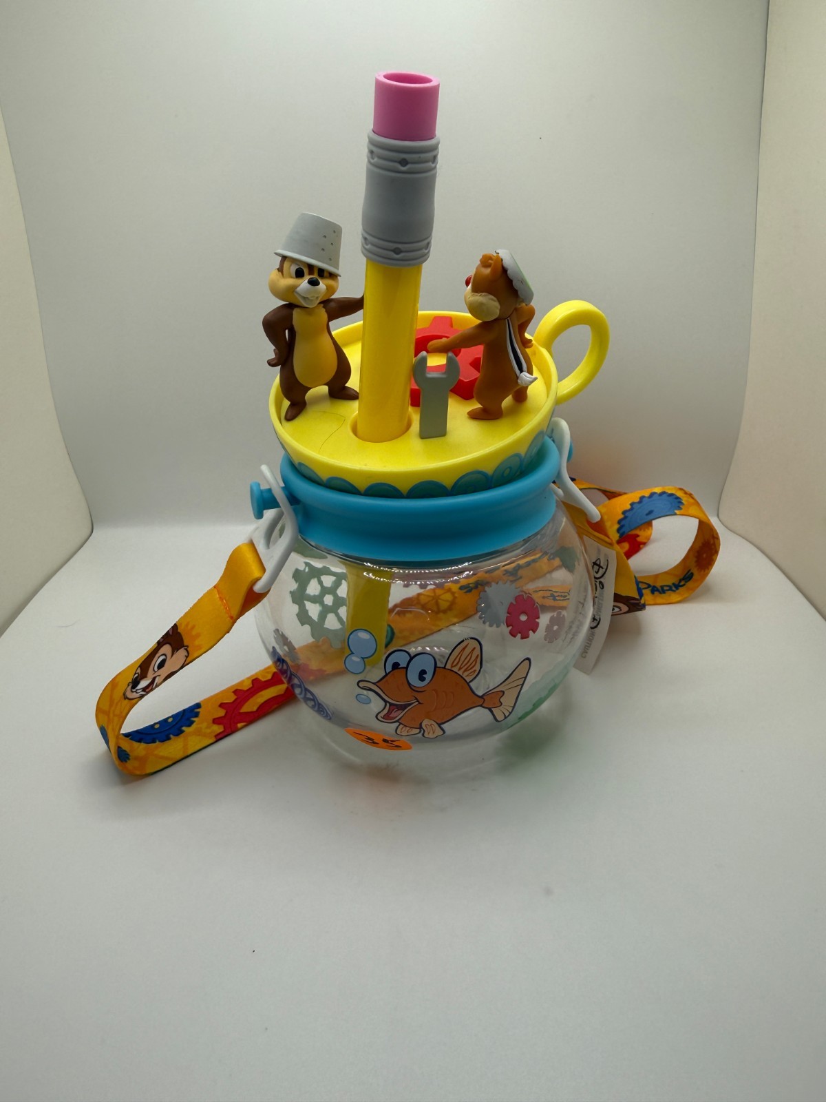 Disney Parks 2026 Chip and Dale Fish Bowl Sipper with Lanyard Chip n Dale New