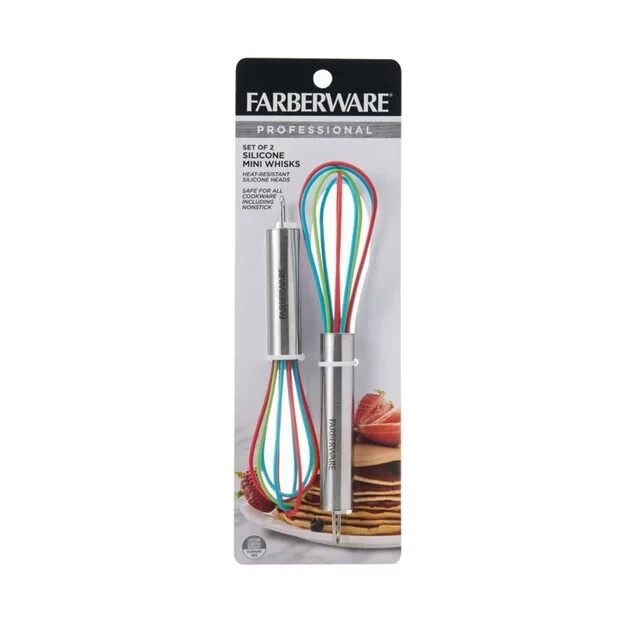 Farberware Cooking Tool 2 Pc Mixing Silicone Whisks BPA Free Heat Resistant