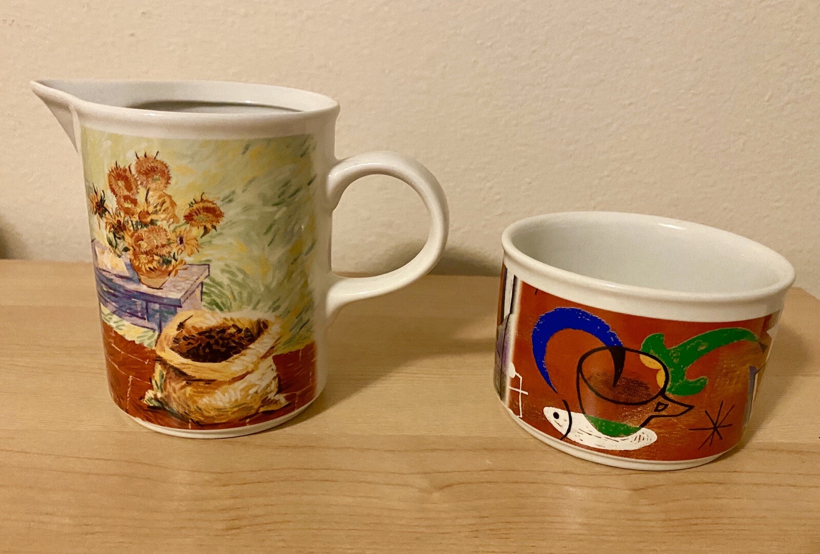 Rare Lavazza Cafe des Arts Limited Edition Creamer and Sugar Set Van Gogh Miro 