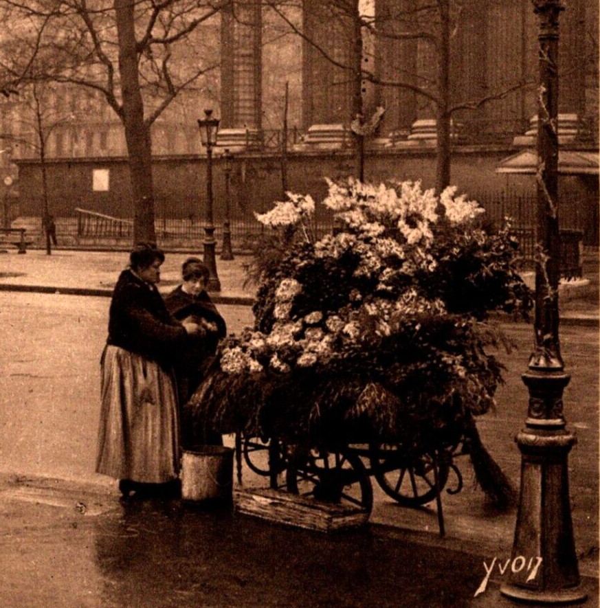 Flower Stand at Place de La Madeleine Paris France 1920s Postcard Street Scene Flower Stand at Place de La Madeleine Paris France 1920s Postcard Street Scene