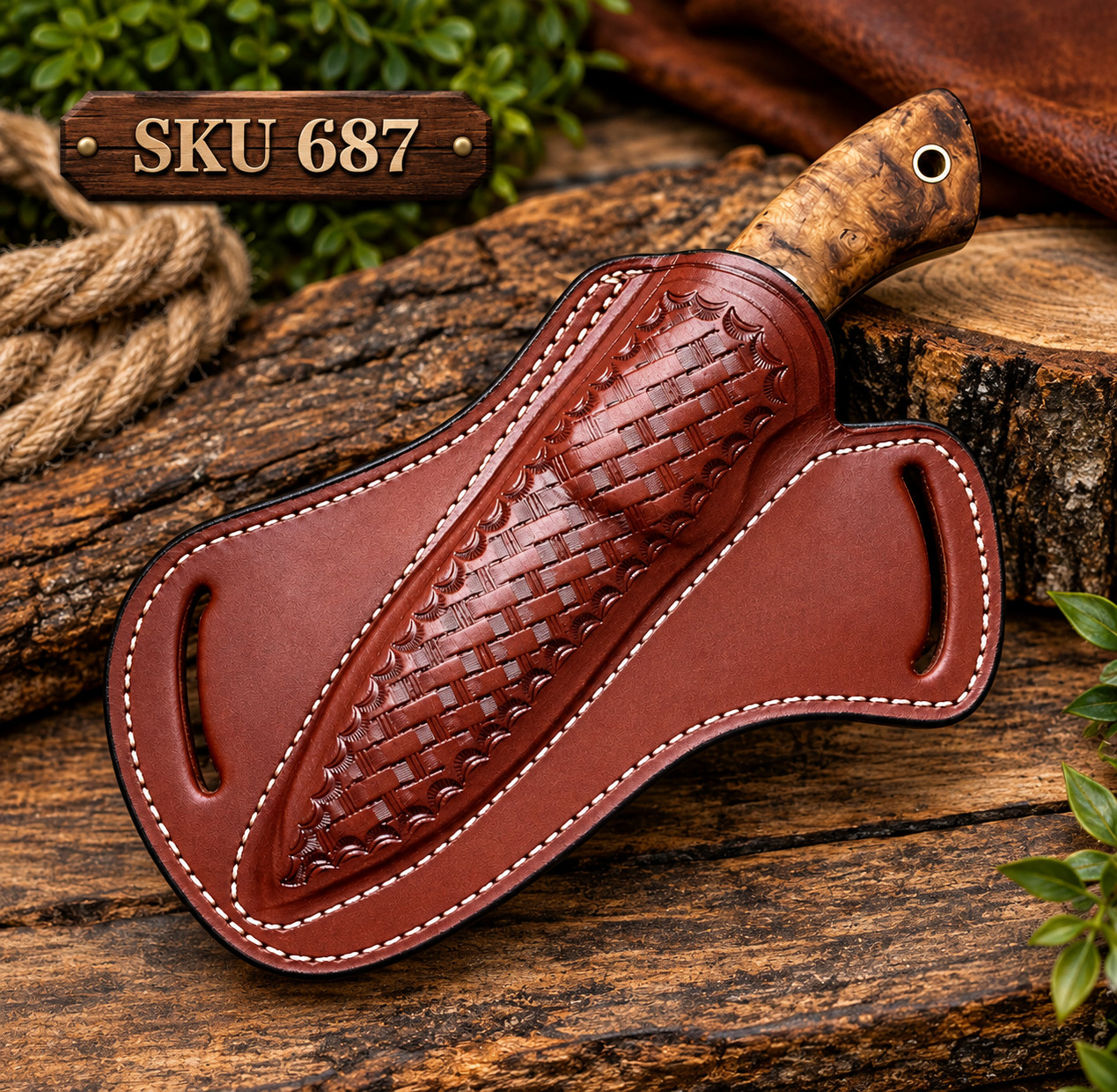 handmade leather sheath pancake blade knife cross draw fixed blade sheath