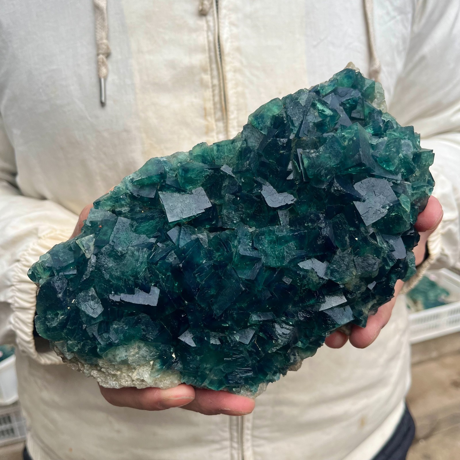 5.5LB  Natural cubic green fluorite crystal cluster rough mineral specimen