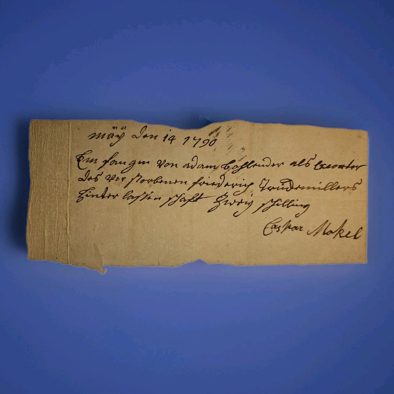 1790 PA German Estate Receipt Adam Bolender Rev War Patriot Casper Mogle Mokel