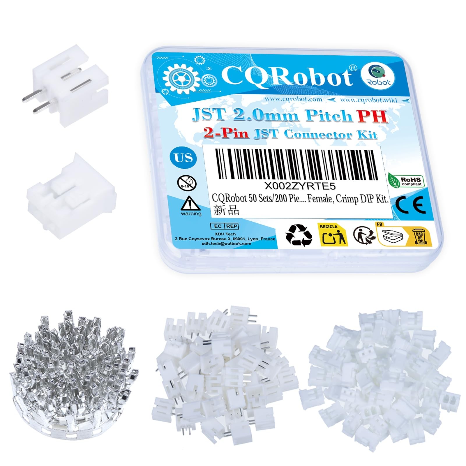 CQRobot JST PH 2.0 mm Pitch 2-Pin Electronic Computer 2P, PH-White 2P CQRobot JST PH 2.0 mm Pitch 2-Pin Electronic Computer 2P, PH-White 2P