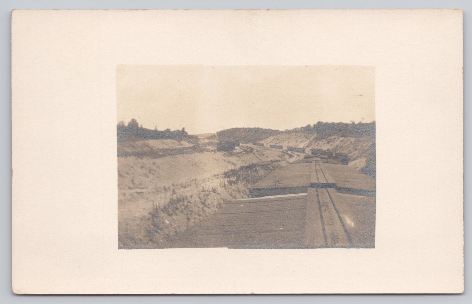 Vintage Real Photo Postcard of Canal Construction Scene