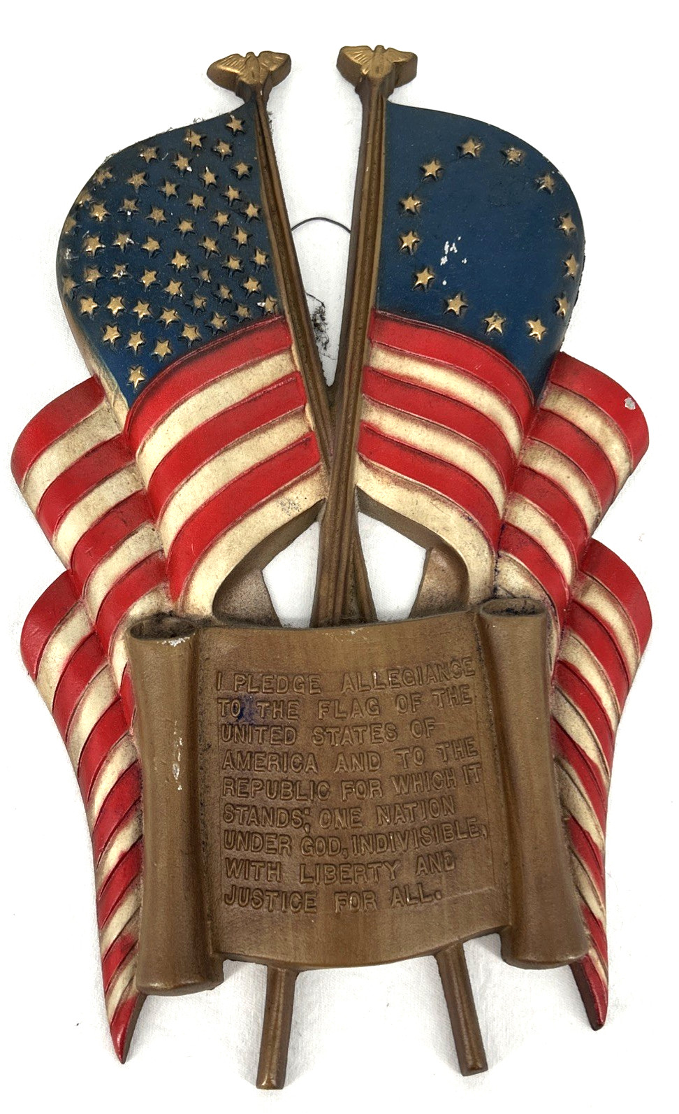 Sexton Metal Patriotic Wall Plaque Painted US Flag Pledge of Allegiance 15\ Sexton Metal Patriotic Wall Plaque Painted US Flag Pledge of Allegiance 15\