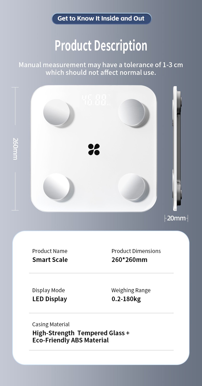 Digital Body Weight Scale Highly Accurate Scale for Weight LED Display  White US