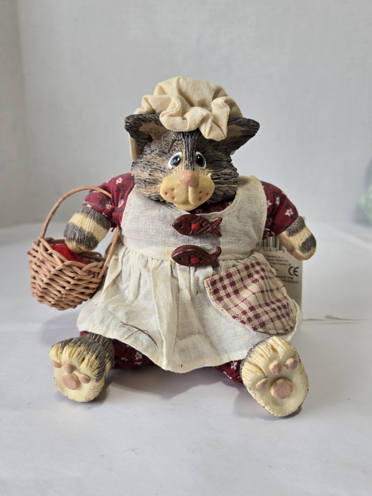Vintage Russ Berrie Country Folks Zelda Cat Shelf Sitter Plush Figurine Tag