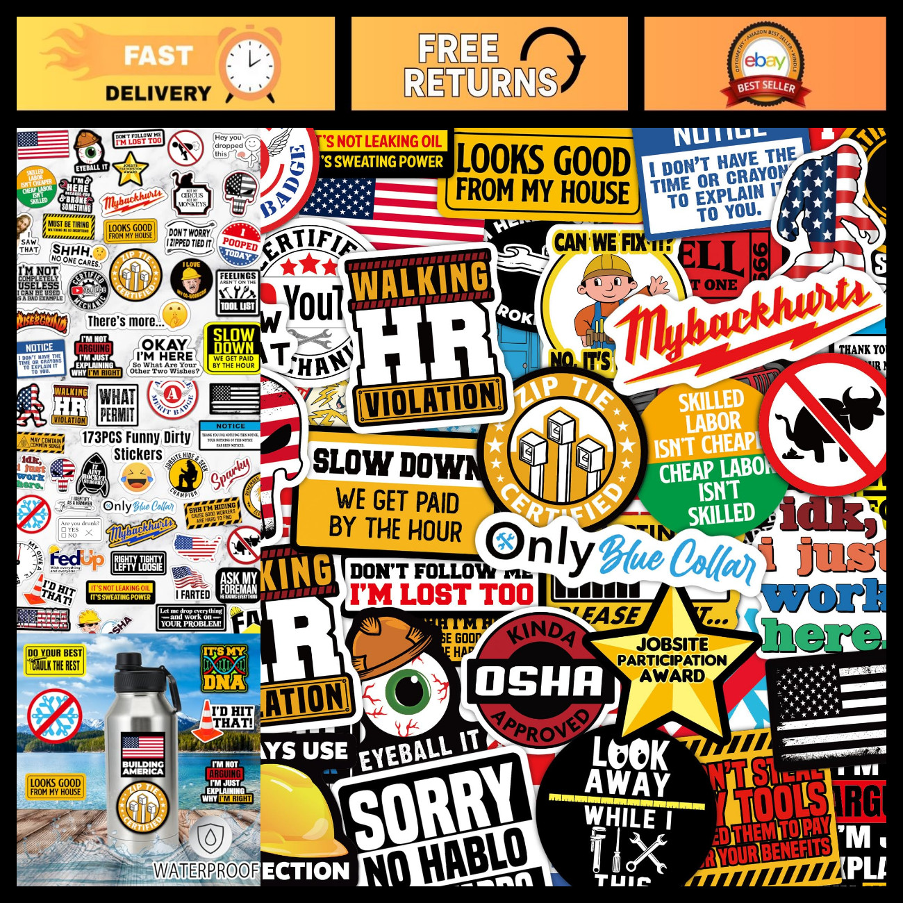 306 PCS Funny Hard Hat Sticker Pack for Adults - Waterproof Vinyl for Welding He