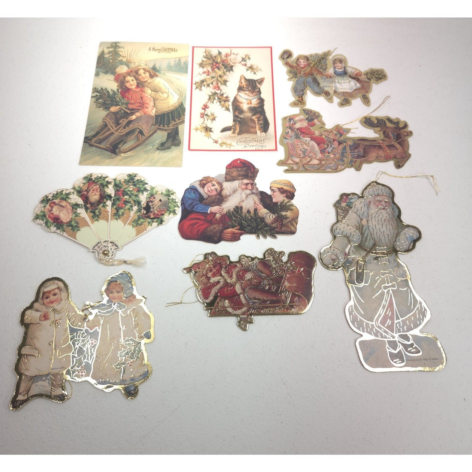 Vintage Christmas Ephemera Ornament Tag Lot Merrimack Hallmark Die Cut 14pc
