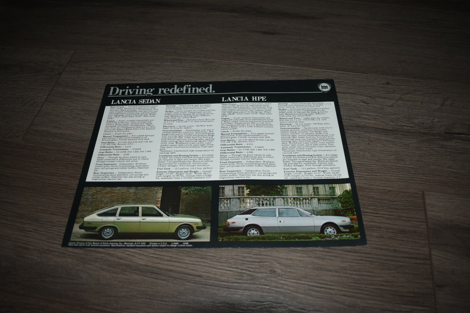 1979 Lancia Zagato Coupe Sedan HPE single sheet brochure