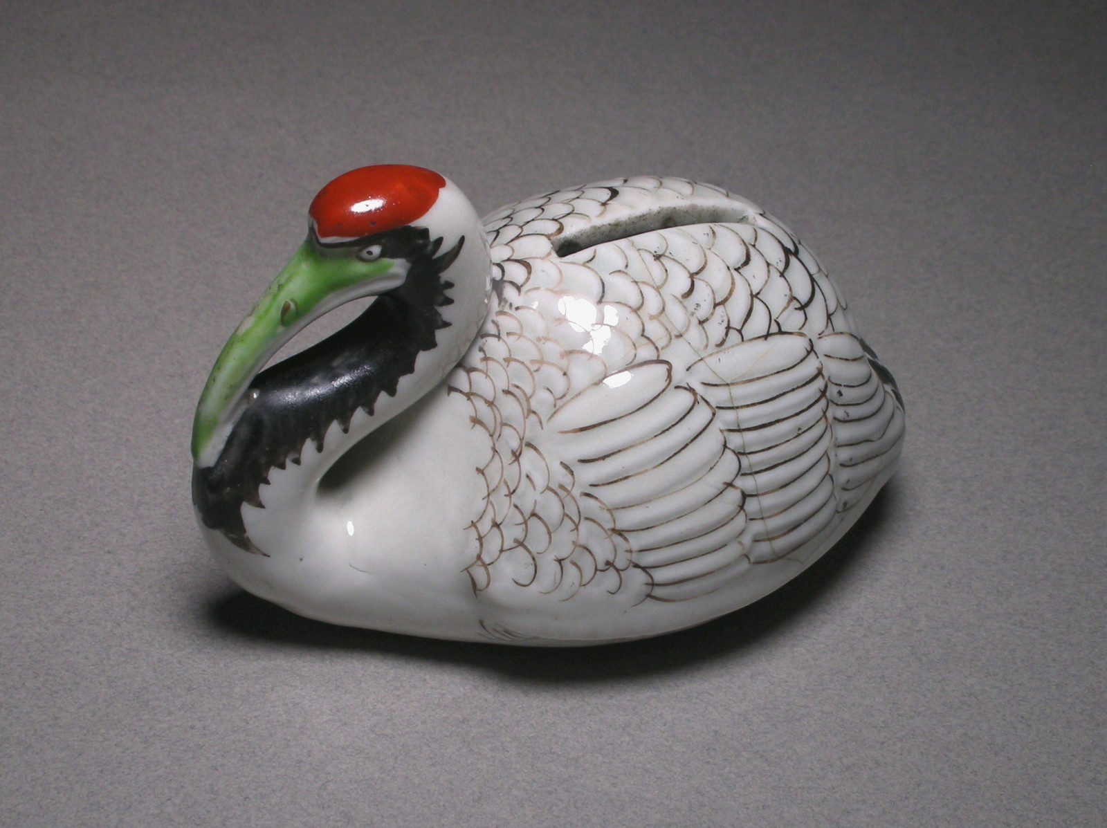 Vintage Japanese Porcelain Crane Bird Coin Money Bank Vintage Japanese Porcelain Crane Bird Coin Money Bank