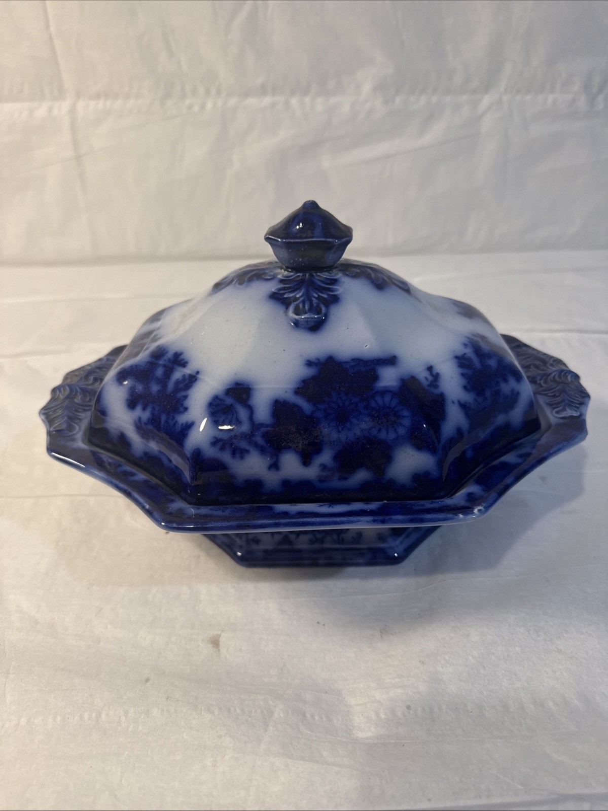 Antique Flow Blue Tureen ORIENTAL Scinde Alcott Vintage