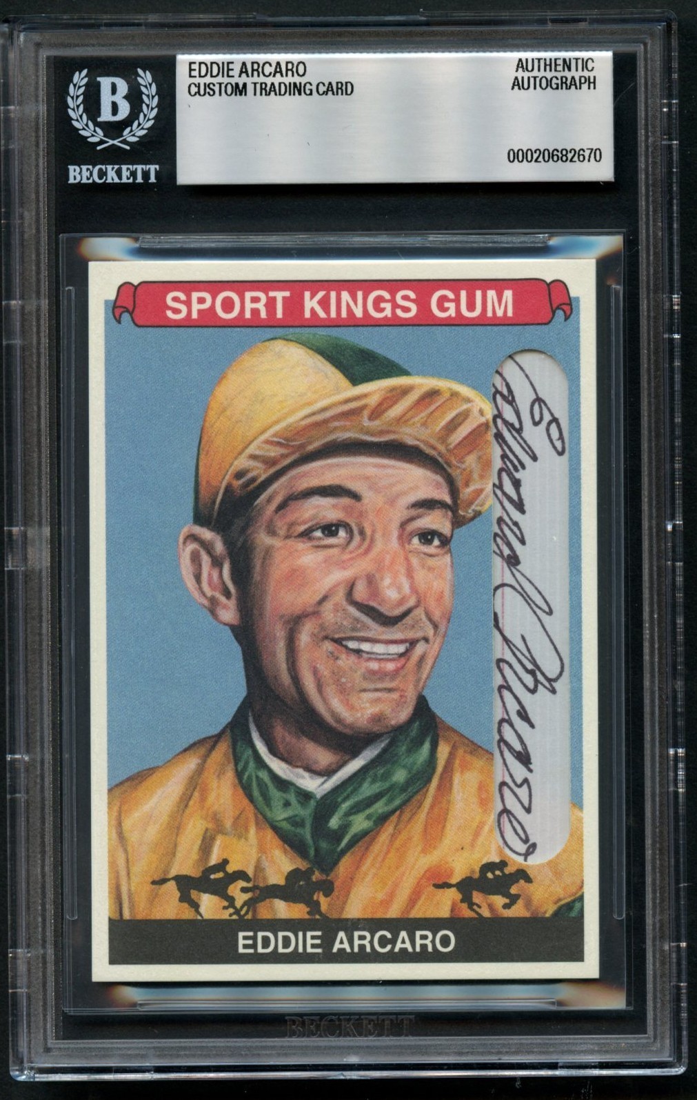 Eddie Arcaro signed autograph Custom Cut Jockey Horse Racing HOF BAS Slabbed Eddie Arcaro signed autograph Custom Cut Jockey Horse Racing HOF BAS Slabbed