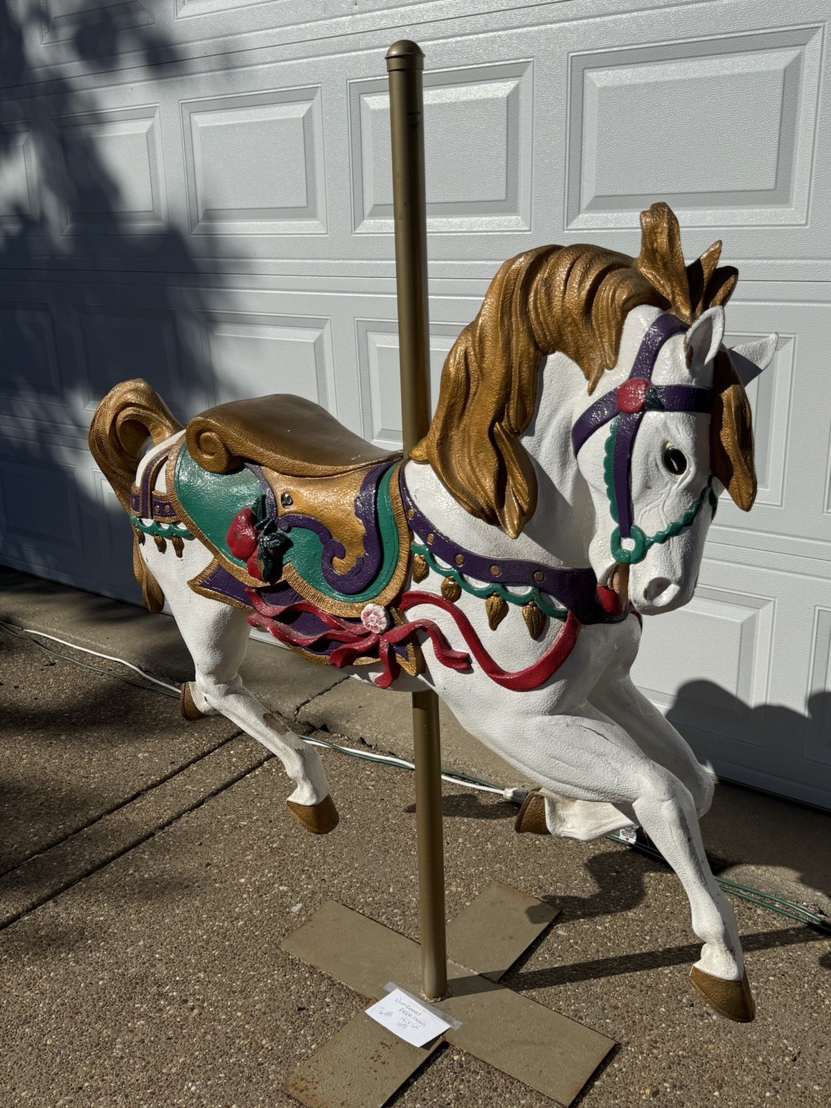 Rare Large Applebees Carousel Horse with Metal Stand Base