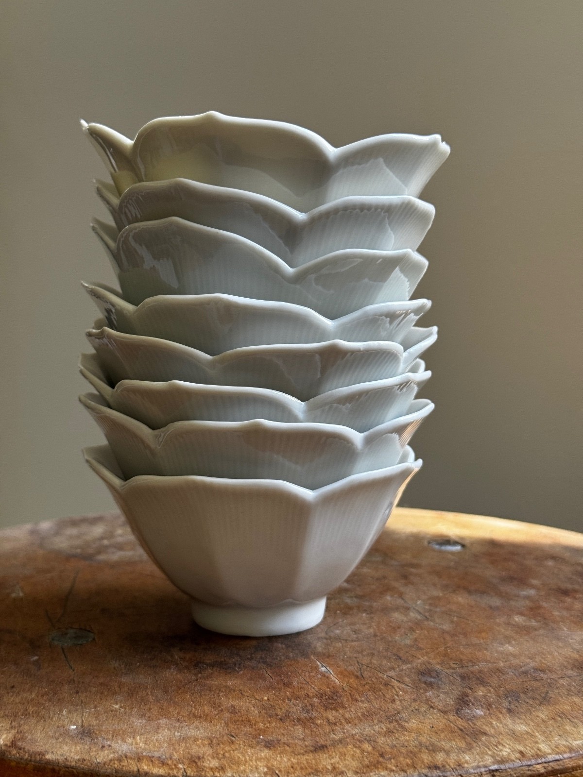 Vintage Small Porcelain Lotus Bowls Vintage Small Porcelain Lotus Bowls