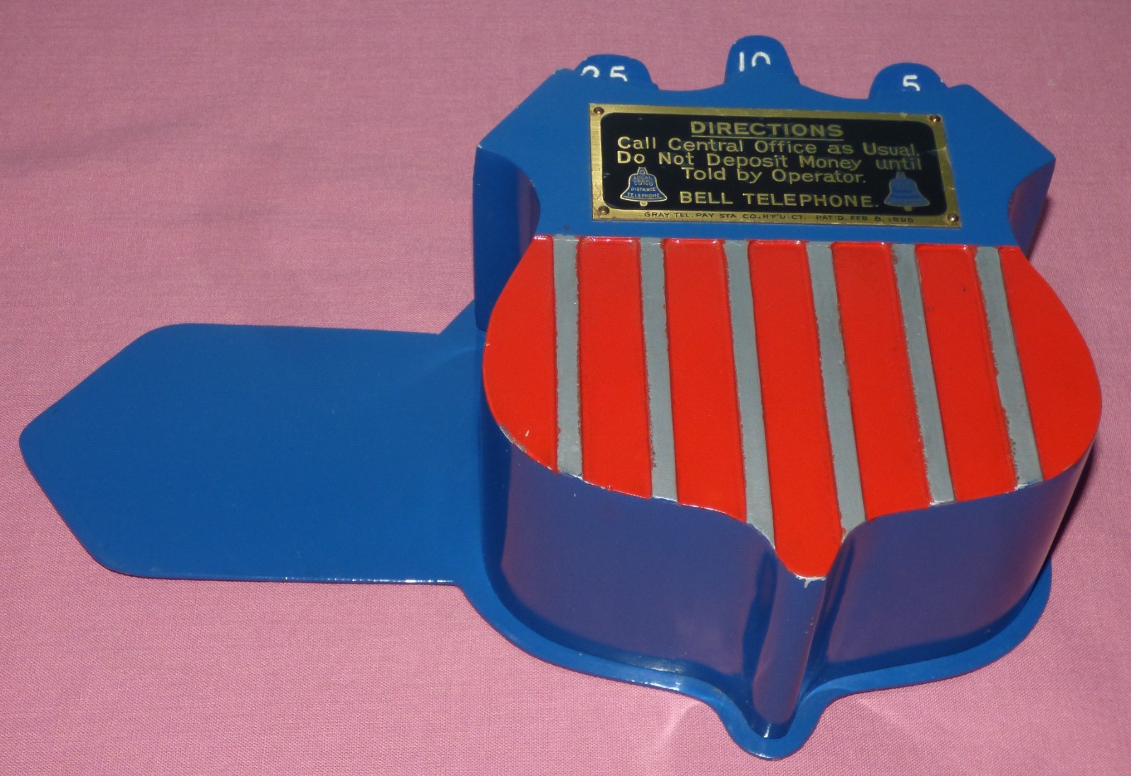 Vintage Bell Telephone Gra Tel Pay Station Shield Coin Box Bank